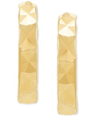 Faceted Texture Huggie Extra Small Hoop Earrings in 14k Gold, 0.37"