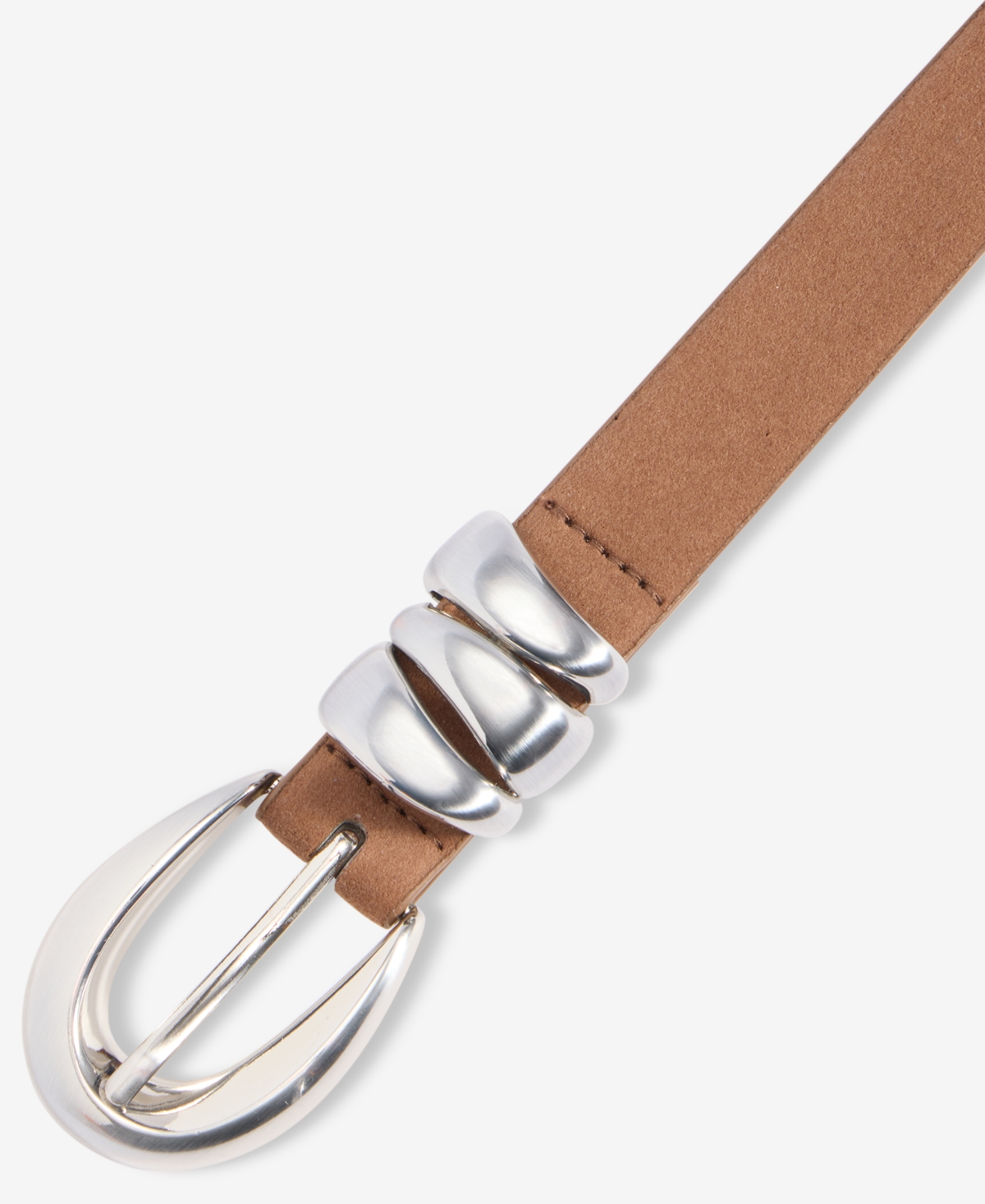 On 34th Faux-suede Sculpture Buckle Belt, Macy's Exclusive In Brown