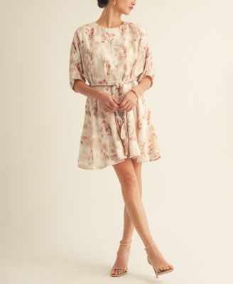 Women's Belted Floral Mini Dress