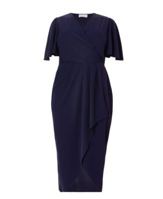 Women's Scuba Crepe Bardot Wrap Midi Dress