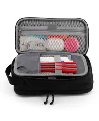 Doodle Pencil Case with Organizational Pockets and Handle Strap