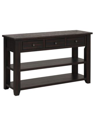 CASAINC 48" Solid Pine Wood Top, Mixed MDF board 3 Storage Drawers and 2 Shelves Console Table Cabinet