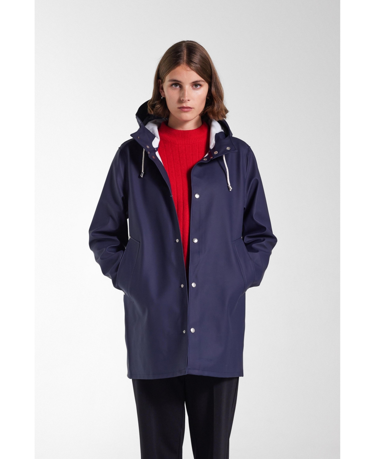 Women's Stockholm Long Sleeve Hooded Raincoat - Navy