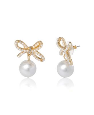 Bow Pearl Drop Earrings