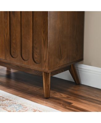 CASAINC Mid Century Modern Kitchen Cabinet with Adjustable Shelves & Solid Wood Legs