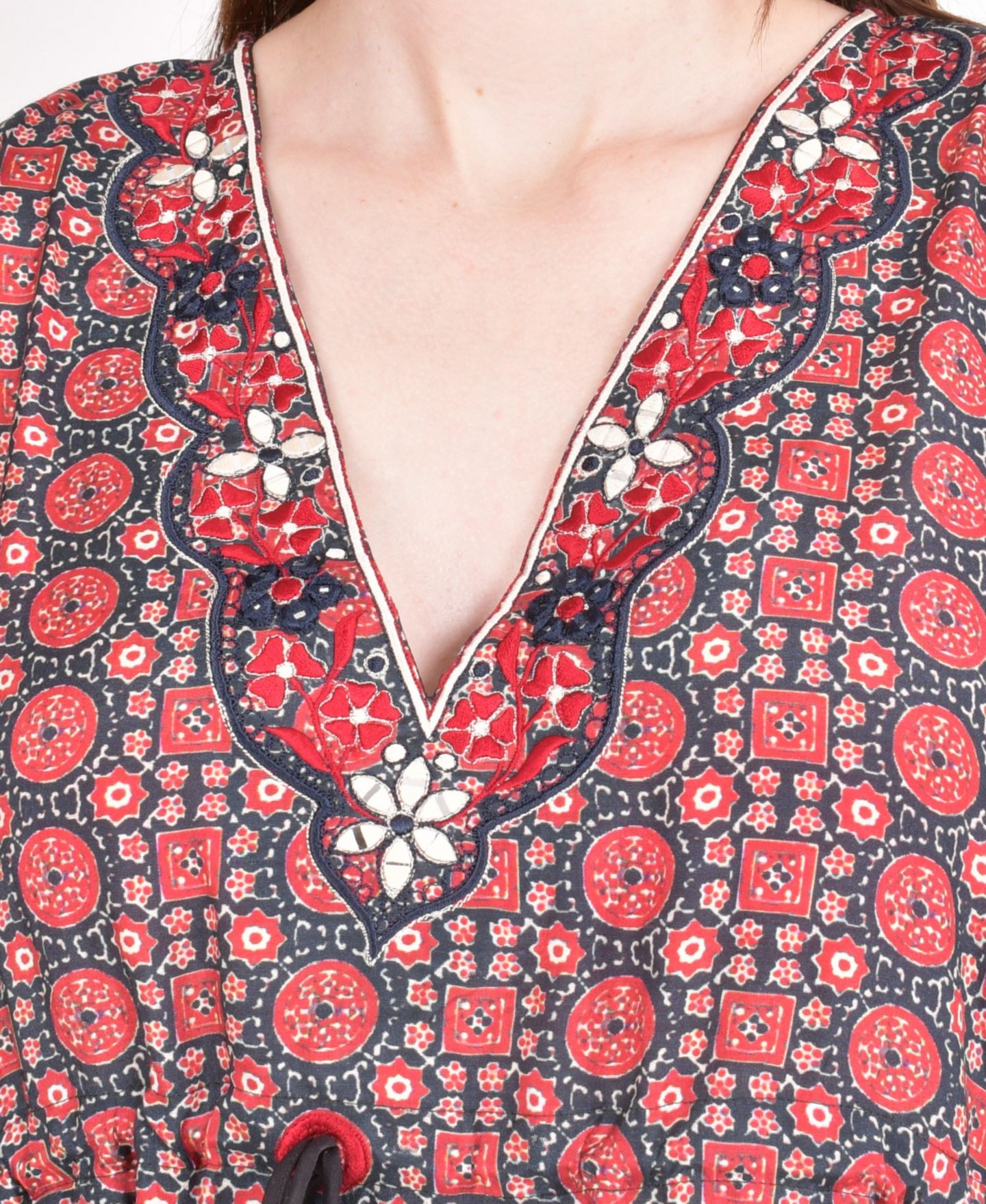 Женский топ RAAS Embroidered Kaftan, цвет: Тёмно-бордовый — фото 5