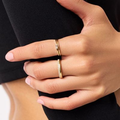 Gold Band Ring - Celine Double