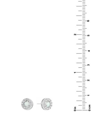  Simulated Opal & Cubic Zirconia Halo Stud Earrings (4MM) in Sterling Silver, Created for Macy's