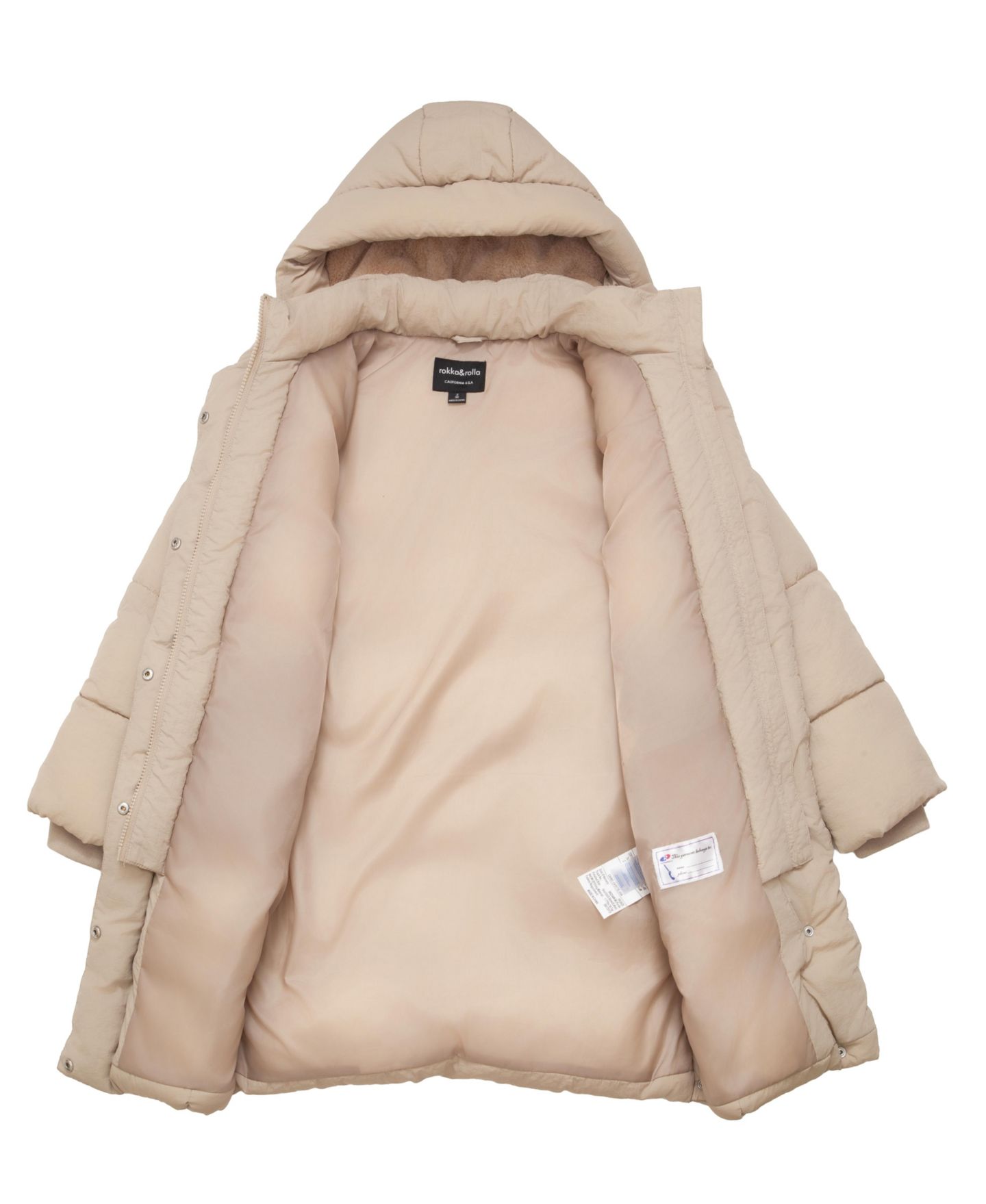 Куртка Rokka&Rolla Knee Length Puffer Coat для девочек, цвет: Бежевый — фото 9