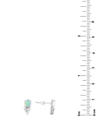 Simulated Opal & Pav&eacute; Stud Earrings in Sterling Silver
