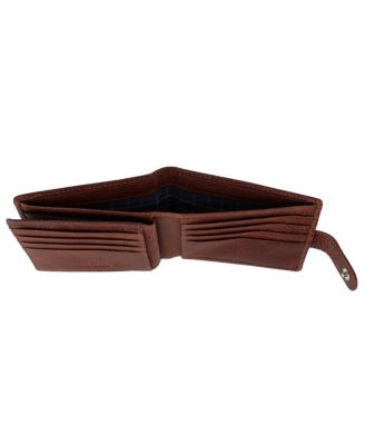 Men's Parker Pebbled Leather Bi-Fold Wallet with ID Window and Popper Fastener