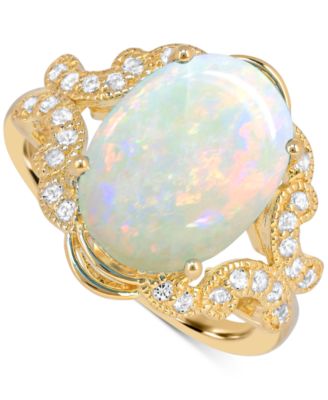 Blue Topaz (7 ct. t.w) Oval Ring in 14K Gold Plated Sterling Silver