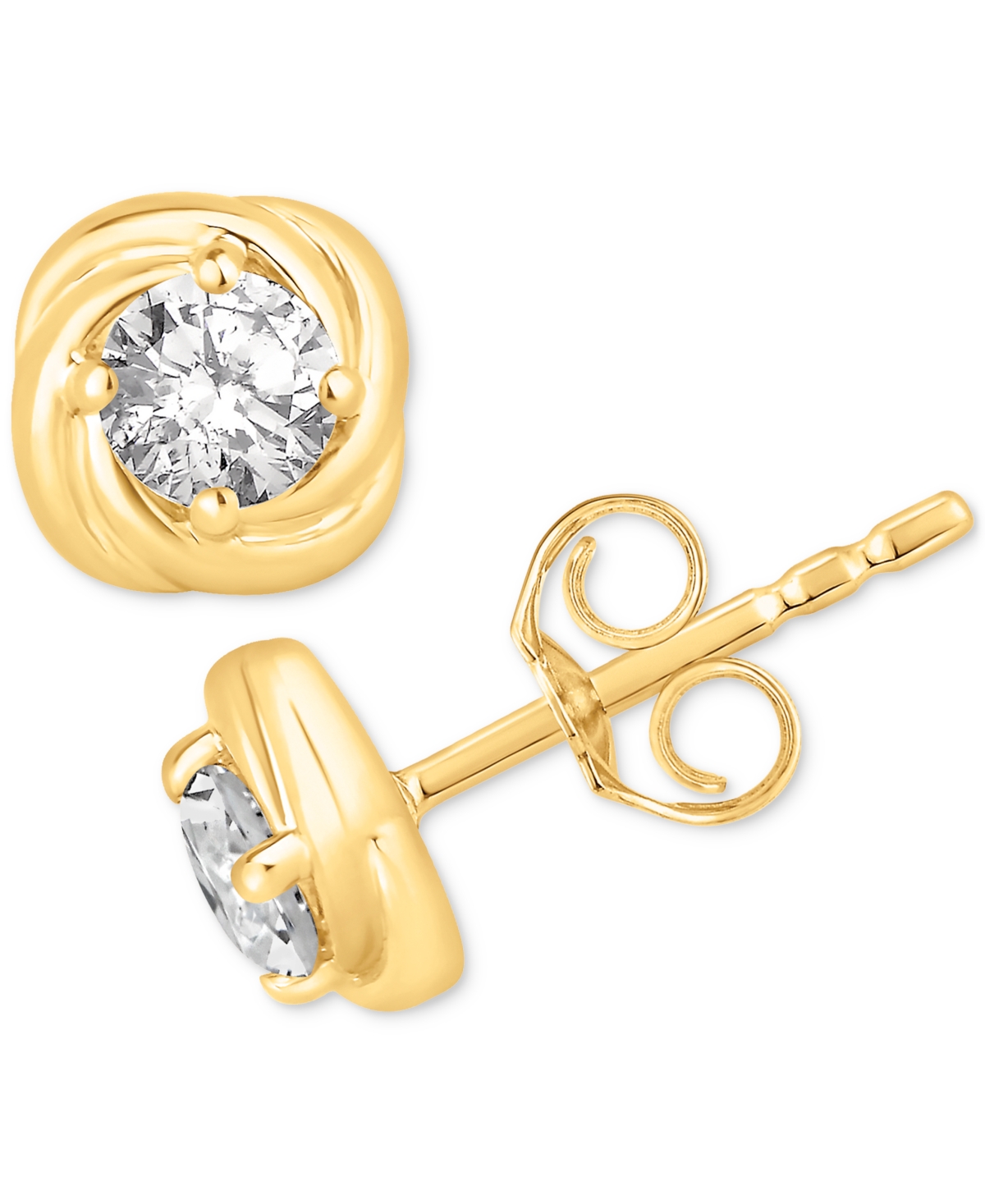 Macy's Diamond Love Knot Stud Earrings (1/2 Ct. T.w) In 14k Gold