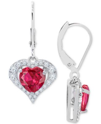 Lab-Grown Pink Sapphire (2-7/8 ct. t.w) and Lab-Grown White Sapphire Earrings in Sterling Silver