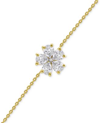 Multi Gemstone with Diamond Accent Flower Statement Bracelet in 14K Gold-Plated Sterling Silver