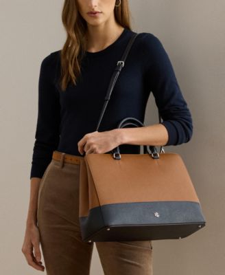 Striped Leather Large Hanna Satchel