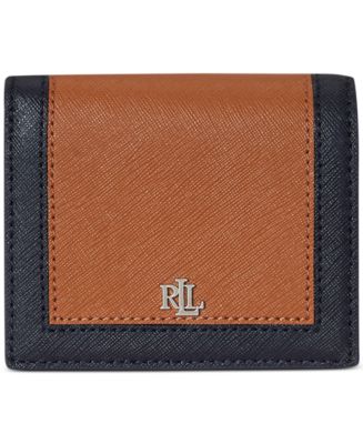 Lauren Ralph Lauren Crosshatch Leather Two-Tone Compact Wallet