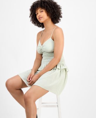 Women's Gingham Cotton Ruffled Mini Dress