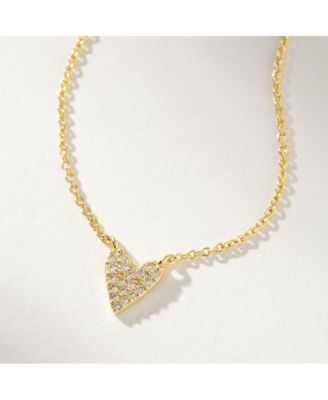 14K Gold-Plated Full Heart Necklace, 14"-16"