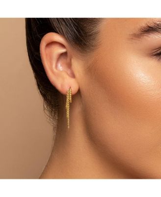 14K Gold-Plated Chains Huggie Earrings