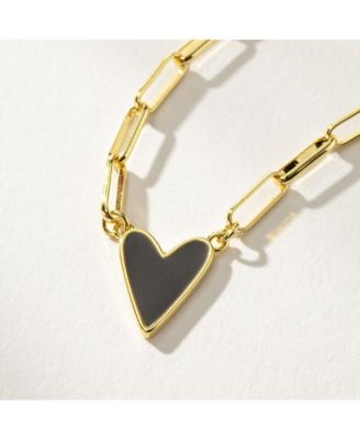 -Plated Enamel Heart Necklace
