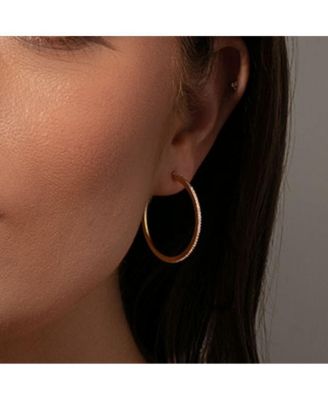 14k Gold-Plated Pave Hoop Earrings