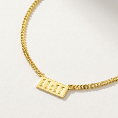 14K Gold-Plated 11:11 Pendant Necklace, 16" + 2" extender