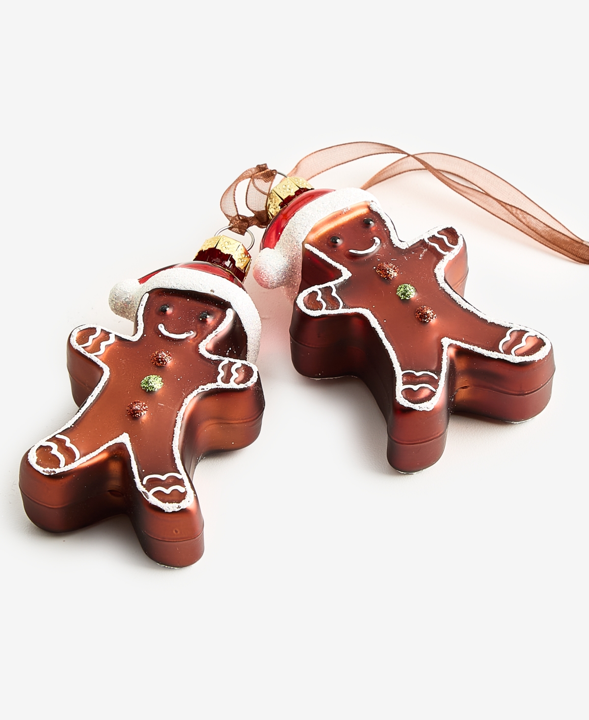 Holiday Lane Gingerbread Village Glass Gingerbread Men Ornament, Macy's Exclusive In Brown