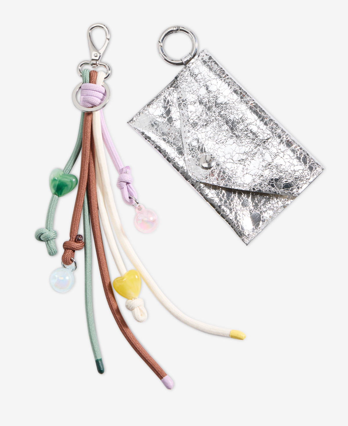 On 34th Card Case & Multi-charm Beaded Keychain, Macy's Exclusive In Metallic