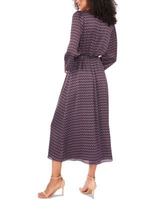 Women's Printed Surplice Asymmetrical-Hem Dress