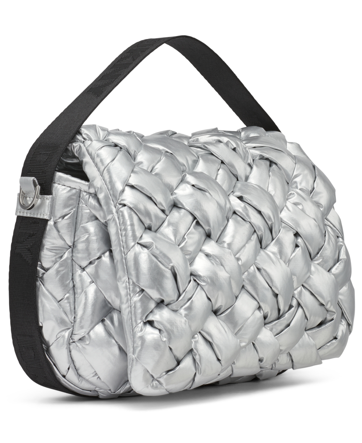 Dkny Nadia Small Quilted Flap Shoulder Bag In Silver