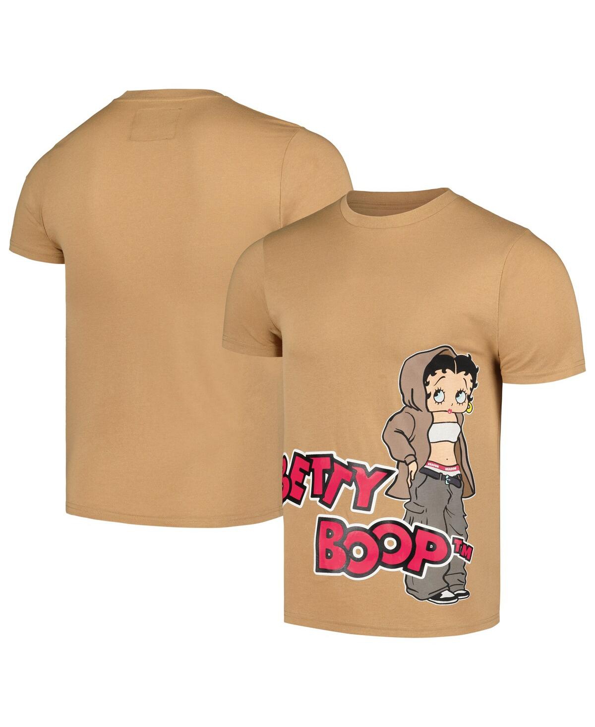 Men's and Women's Tan Betty Boop Side Print T-Shirt - Tan