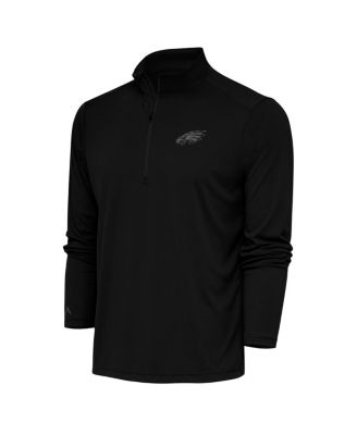 Antigua - Men's Black Philadelphia Eagles Tonal Logo Tribute Quarter-Zip Pullover Sweatshirt