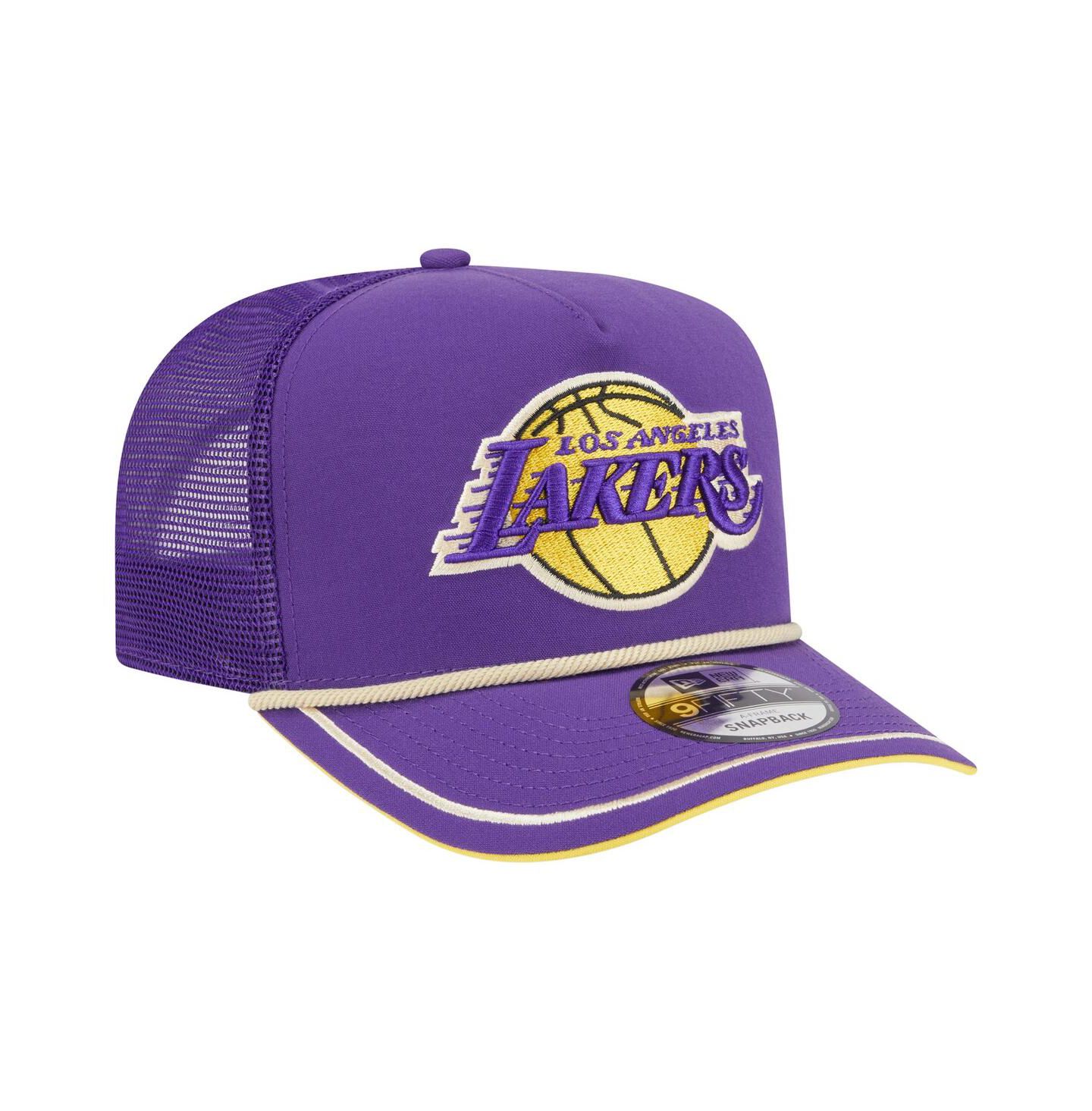 Мужская кепка New Era Purple Los Angeles Lakers Vintage Team Rope A-Frame 9FIFTY Snapback Hat — фото 3