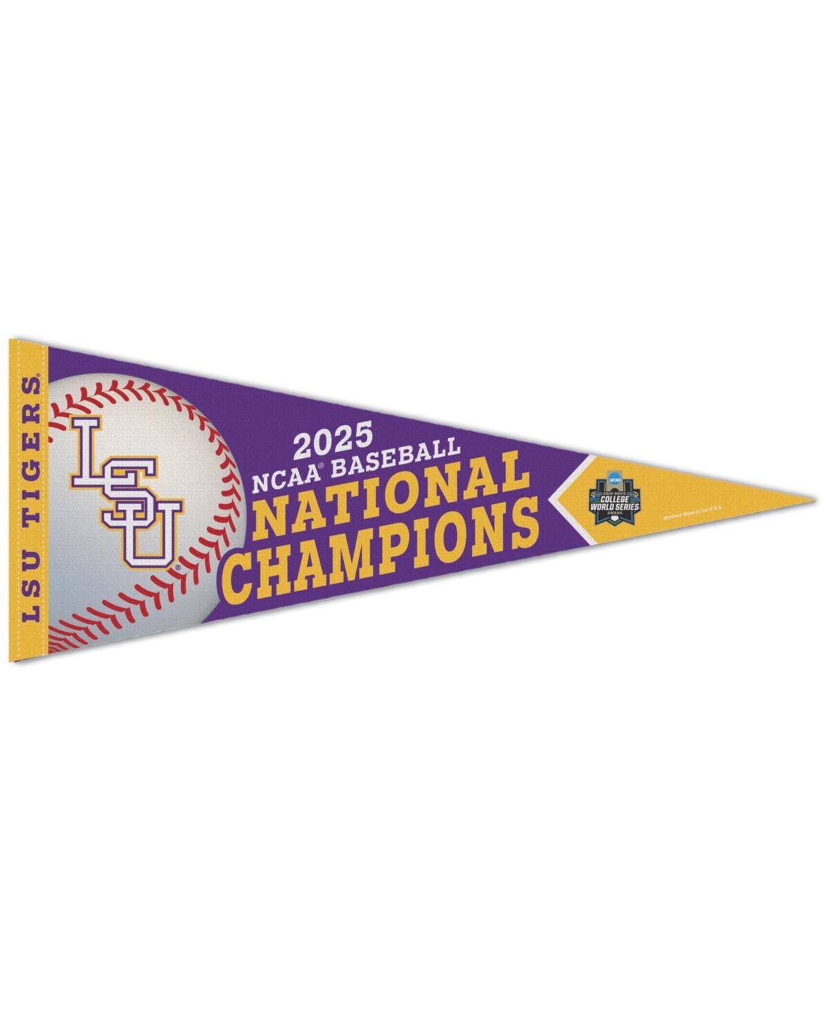Wincraft Lsu Tigers 2025 Ncaa Baseball Men's College World Series Champions 12" X 30" Premium Pennant In Transparent