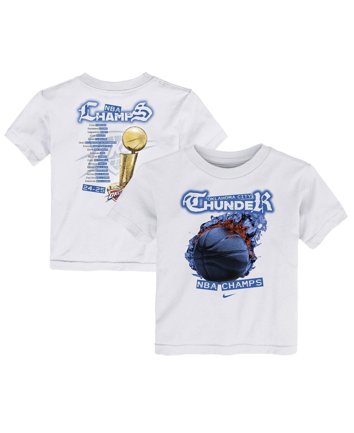 Nike Toddler White Oklahoma City Thunder 2025 Nba Finals Champions Parade Roster T-shirt In White
