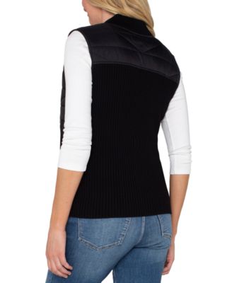Petite Quilted-Trim Sweater Vest