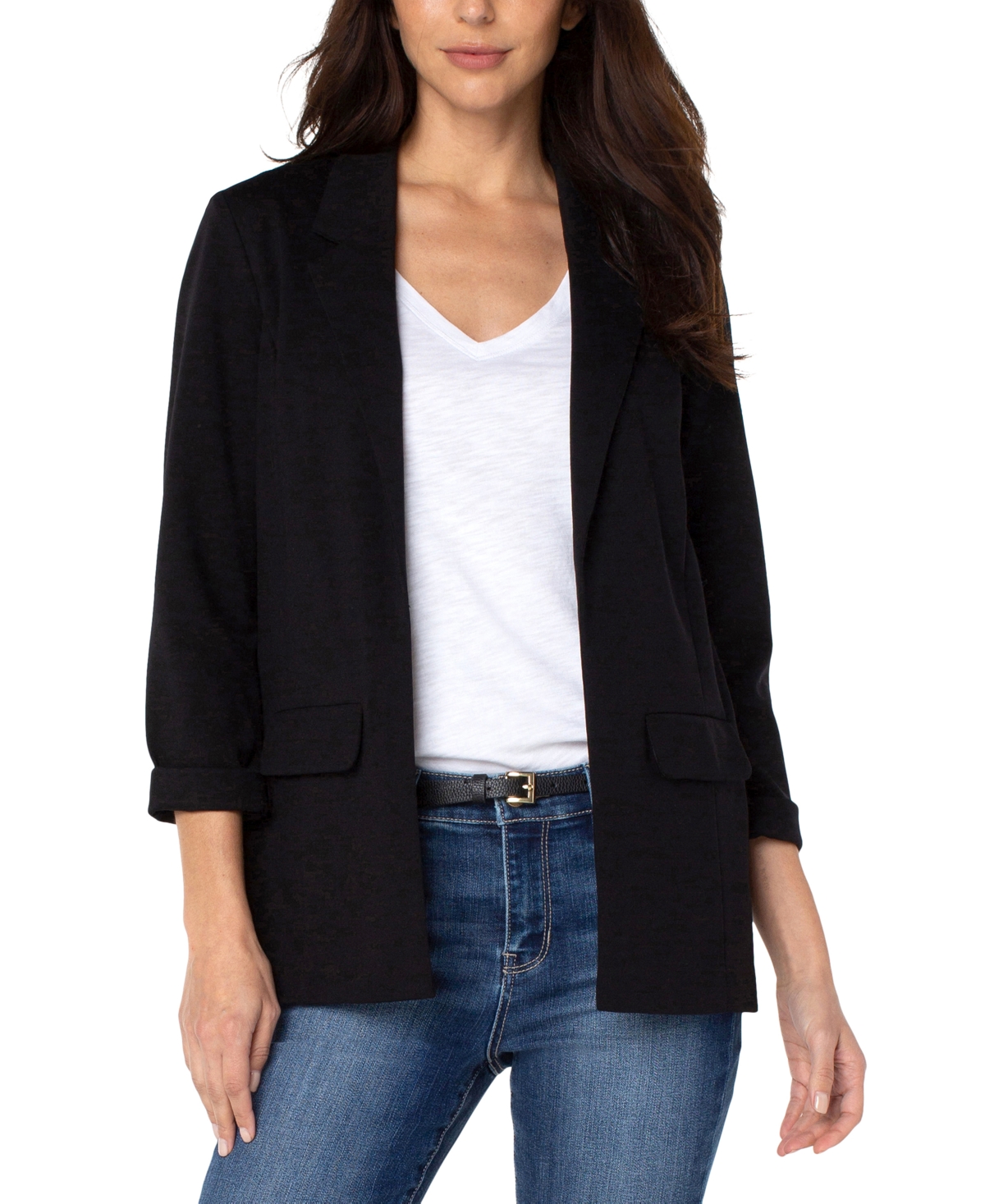 Liverpool Los Angeles Petite Ponte Boyfriend Blazer In Black