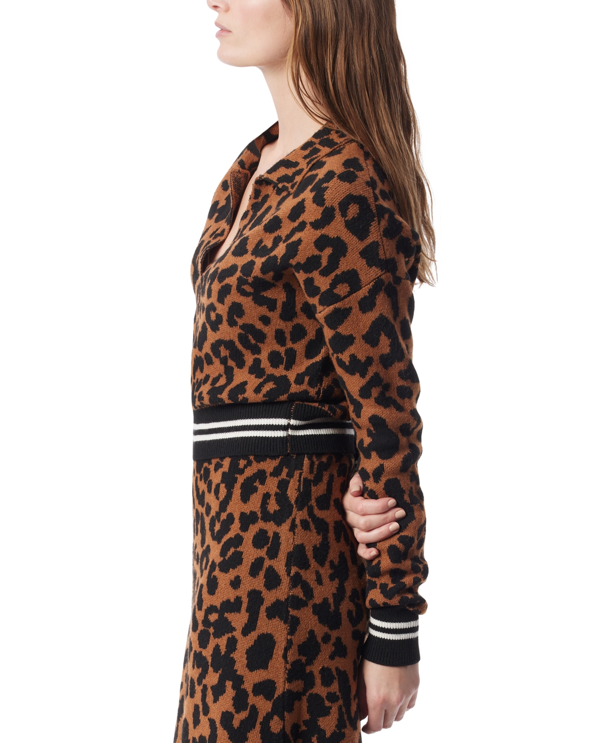 Dee Ocleppo Women's Barbara Jacquard Split-neck Sweater In Animal Print