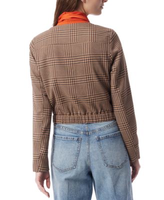 DO by Women's Lena Plaid Collarless Jacket