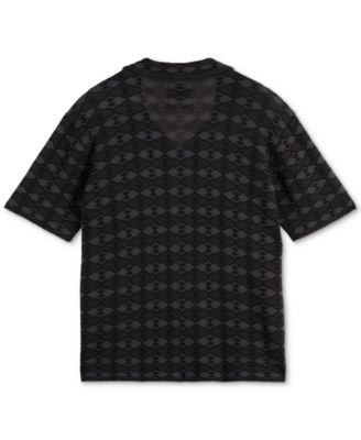 Men's Short Sleeve Tone on Tone Button-Front Shirt