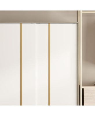 Modern high-quality grey wood color sliding door wardrobe, made of wood, with hanging clothes pole