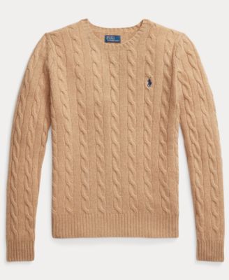 Women's Cable Wool-Cashmere Crew Neck Sweater