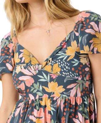 Juniors' Carina Floral-Print V-Neck Mini Dress