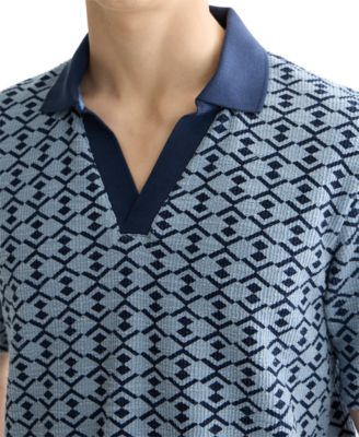 Men's Relaxed Fit Short Sleeve Geo Print Polo Shirt