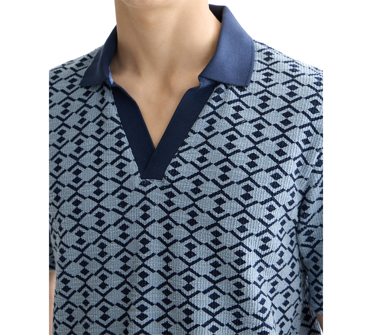Scotch & Soda Men's Relaxed Fit Short Sleeve Geo Print Polo Shirt In Multi