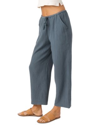 Juniors' Brenda Pull-On Cotton Crinkle Pants