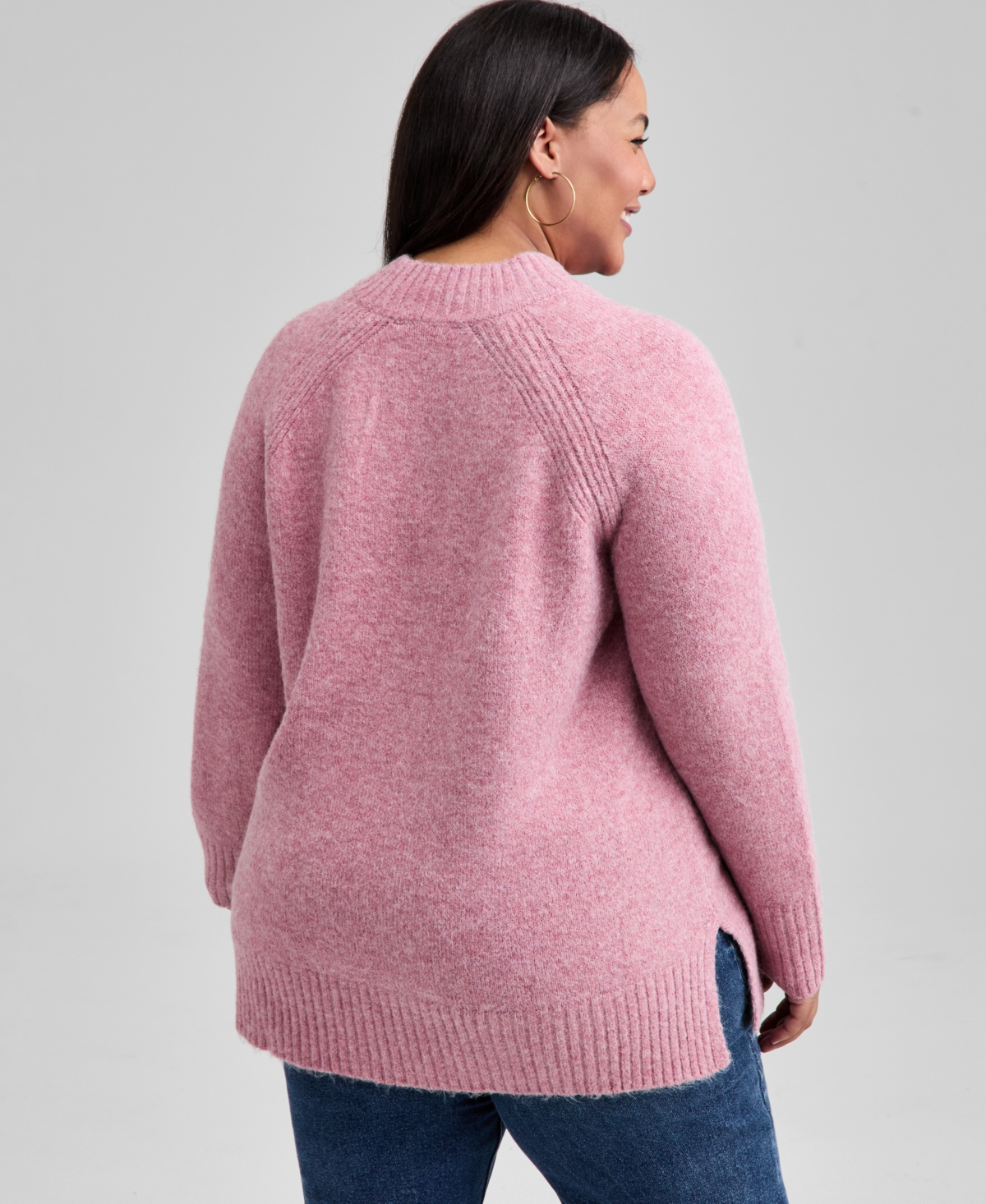 And Now This Trendy Plus Size Mock-neck Sweater, Macy's Exclusive In Animal Print