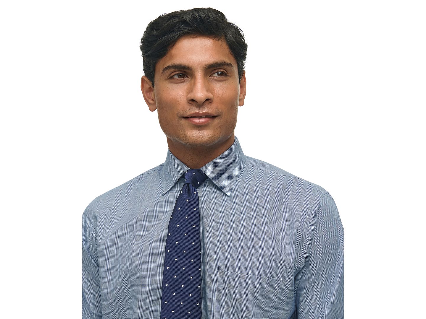 Мужская рубашка Brooks Brothers Regular-Fit Spread Collar Glen Plaid Dress Shirt, цвет: Яркий синий — фото 1