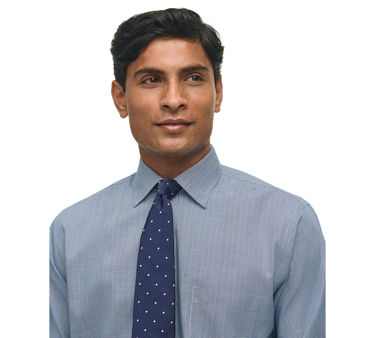 Men's Regular-Fit Glen Plaid Dress Shirt - Bright Blue